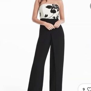 White House Black Market Black and White Wide-Leg Jumpsuit